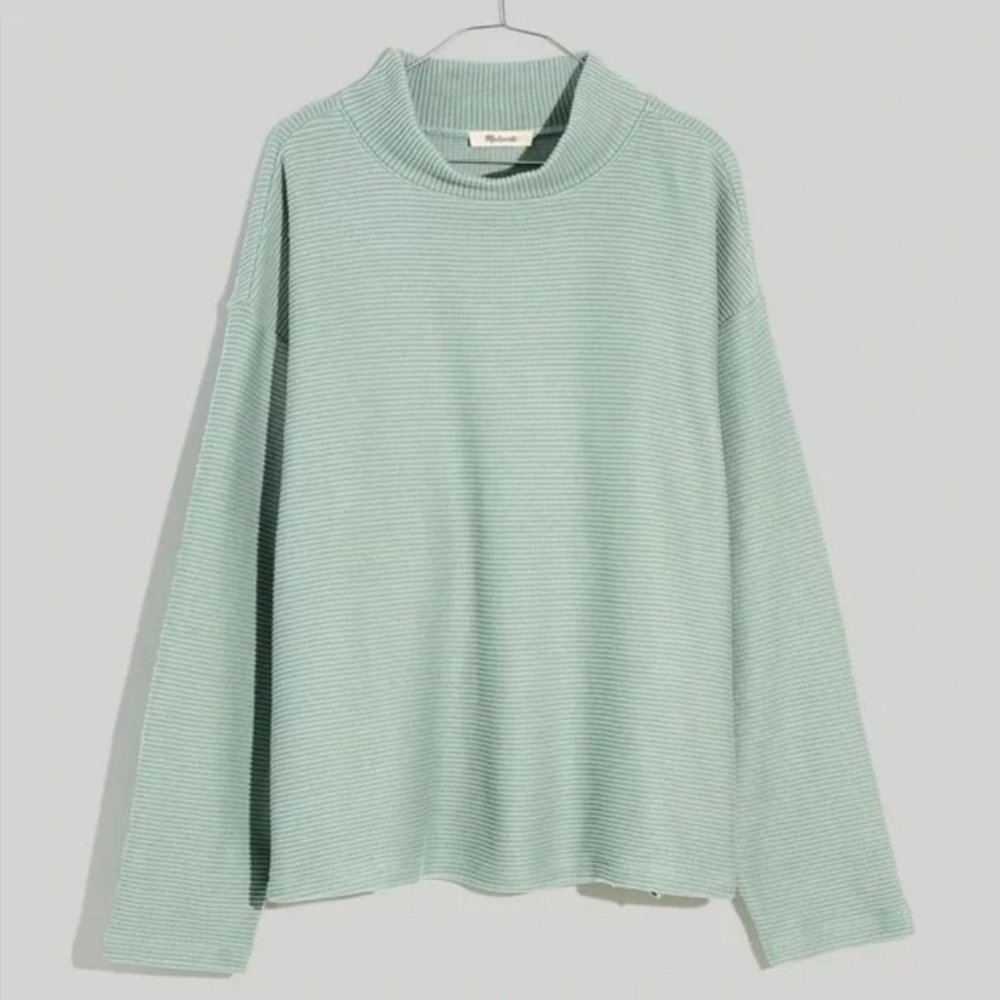Madewell funnelneck drop shoulder top frosted sage green